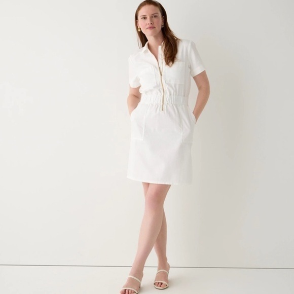 J. Crew Zip-front chino dress in white - Picture 1 of 10